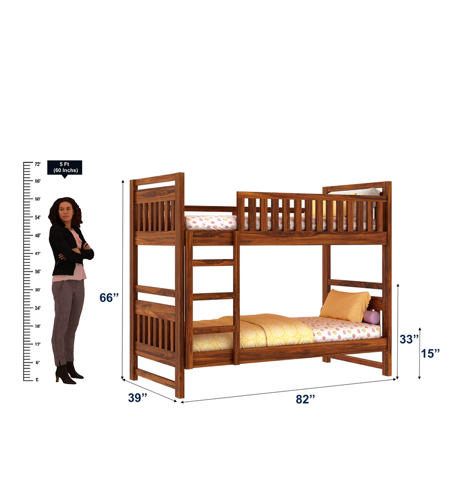 Avelon Solid Sheesham Wood Bunk Bed in Provincial Teak Finish - Image 5