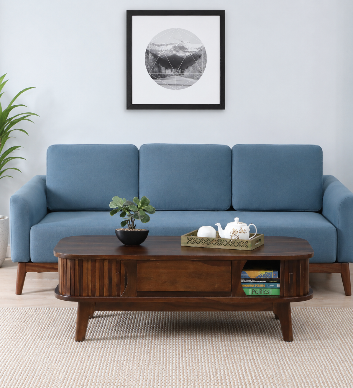 Avendor Solid Sheesham Wood Coffee Table with Open Storage Shelf