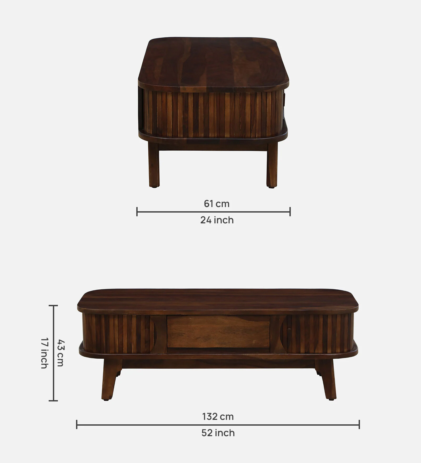 Avendor Solid Sheesham Wood Coffee Table with Open Storage Shelf - Image 2