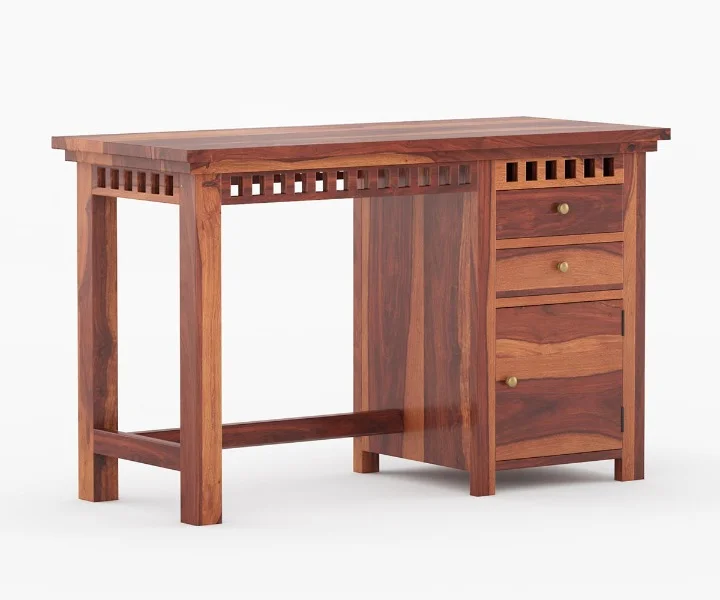 Avendra Solid Sheesham Wood Study Table with Functional Storage in Walnut Finish - Image 2