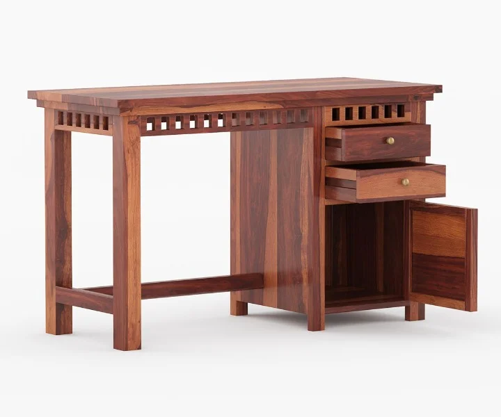 Avendra Solid Sheesham Wood Study Table with Functional Storage in Walnut Finish - Image 4