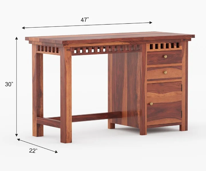 Avendra Solid Sheesham Wood Study Table with Functional Storage in Walnut Finish - Image 5