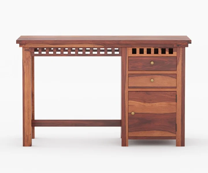 Avendra Solid Sheesham Wood Study Table with Functional Storage in Walnut Finish - Image 6