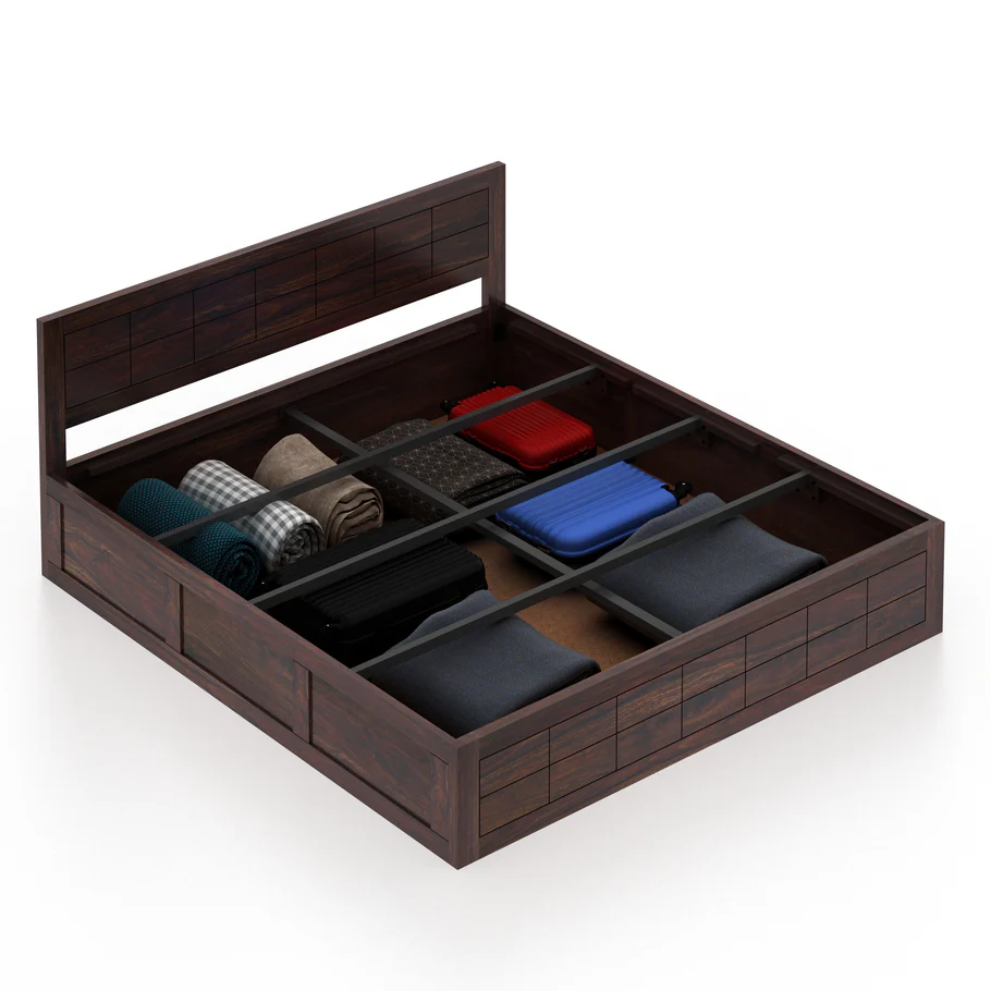 Aviora Solid Sheesham Wood Bed with Premium Wooden Craftsmanship in Walnut Finish - Image 5