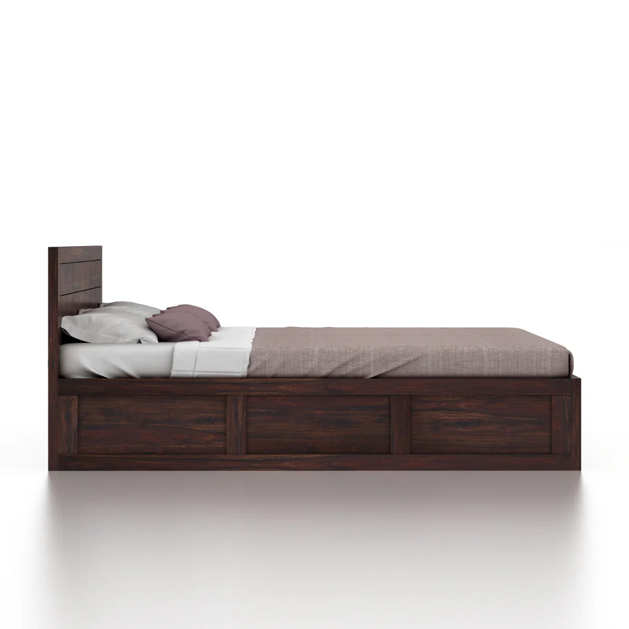 Aviora Solid Sheesham Wood Bed with Premium Wooden Craftsmanship in Walnut Finish - Image 7