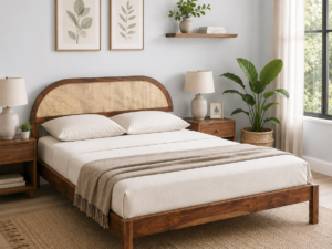 Bellmont Handcrafted Solid Sheesham Wood Double Bed with Modern Design