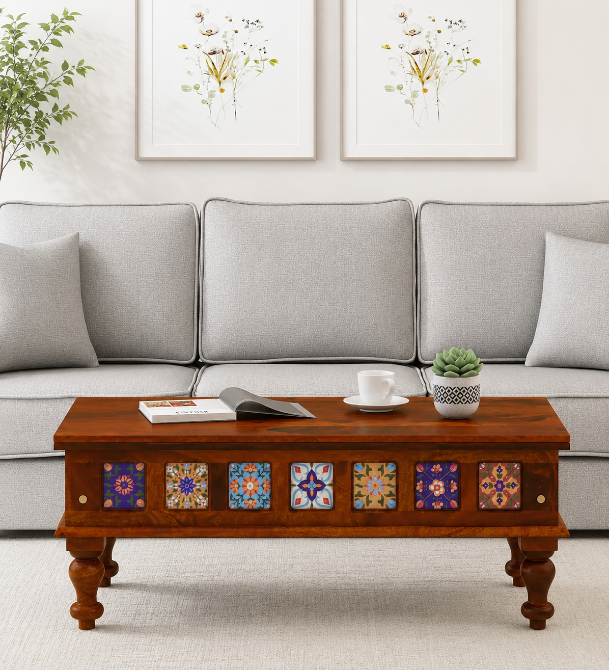 Bellmont Luxury Sheesham Wood Coffee Table in Walnut Finish