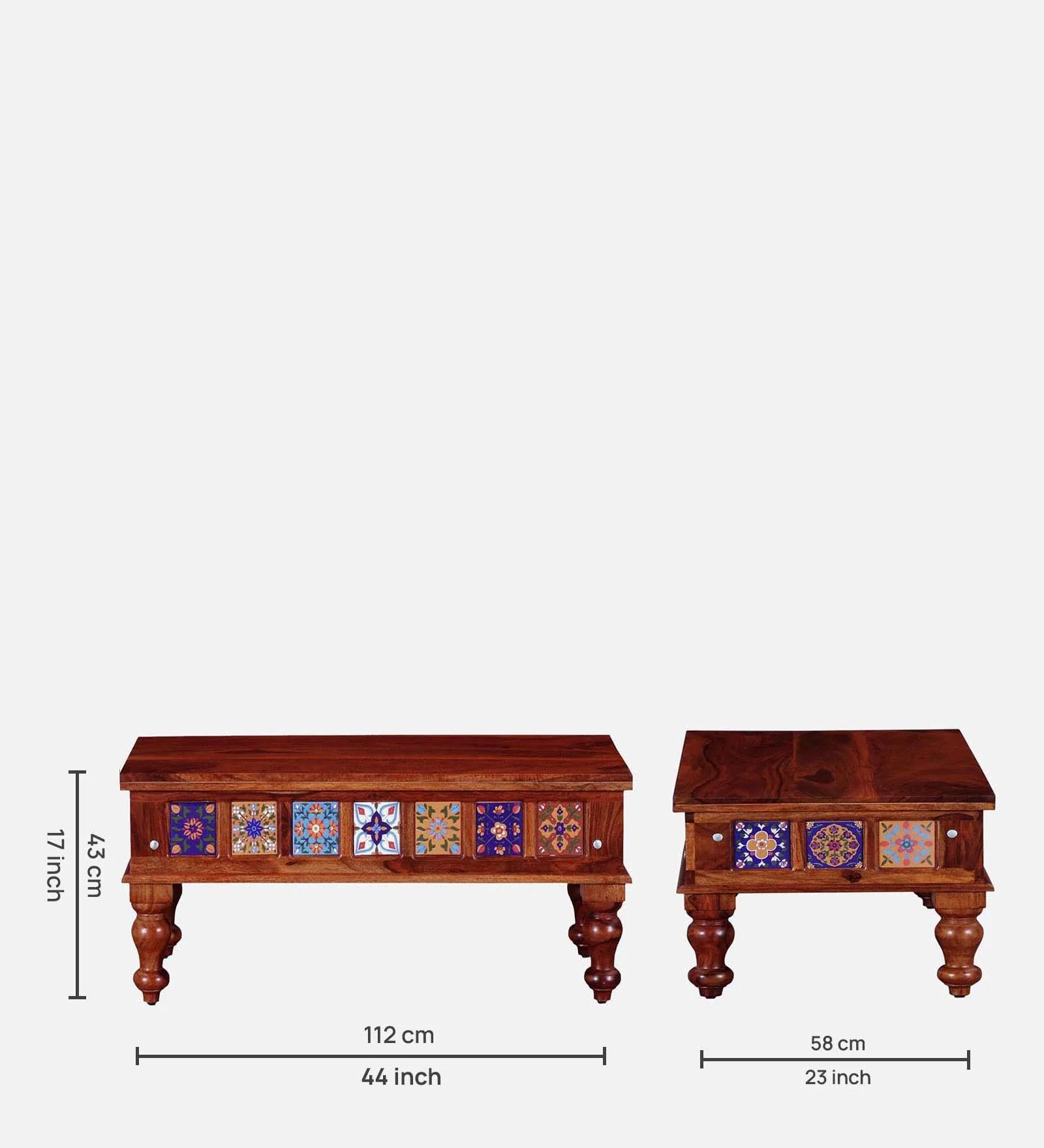 Bellmont Luxury Sheesham Wood Coffee Table in Walnut Finish - Image 6