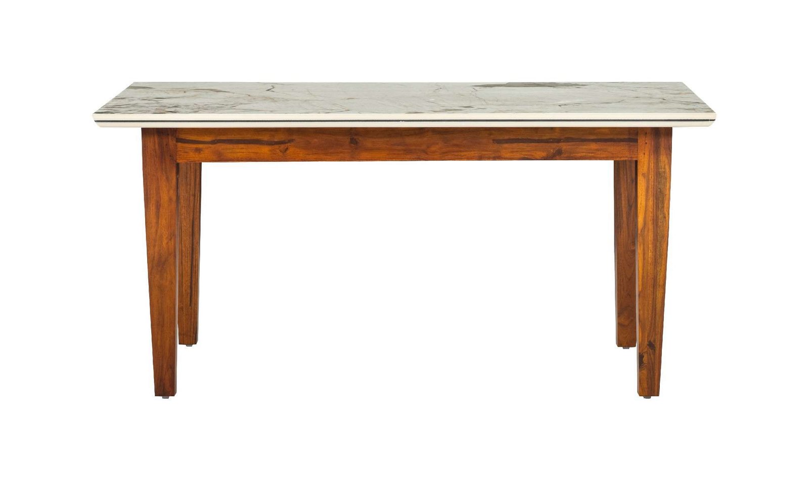 Belmore Solid Wood 6 Seater Dining Set In Termite Resistant Natural Teak Finish With Bench - Image 2
