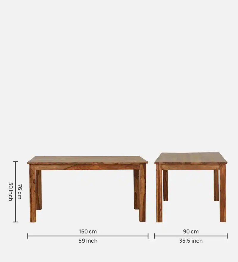 Belvaro Premium Solid Sheesham Wood 6 Seater Dining Table with Natural Finish - Image 2