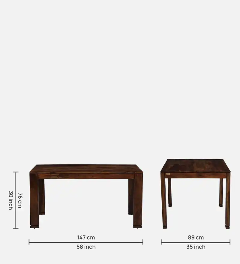 Branton Solid Sheesham Wood Rectangular Dining Table - Image 2