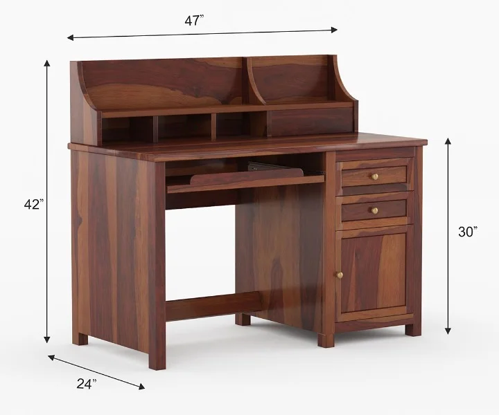 Bravelle Handcrafted Sheesham Wood Study Table with Drawer Storage - Image 6