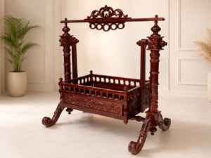 Bravona Premium Wooden Hanging Swing in Provincial Teak Finish
