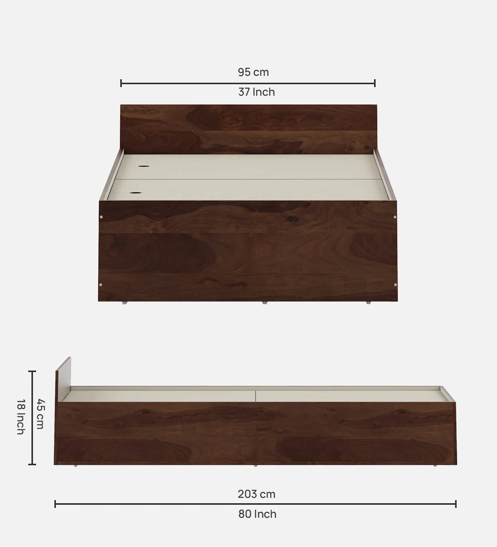 Bristol Handcrafted Solid Wood Single Bed in Walnut Finish - Image 8