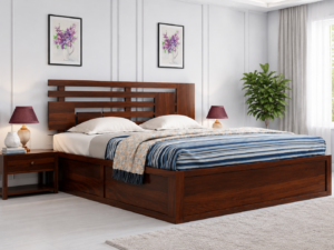 Bristol Solid Wood Storage Bed in Classic Provincial Teak Finish