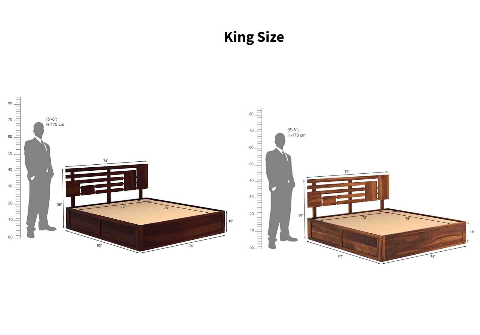 Bristol Solid Wood Storage Bed in Classic Provincial Teak Finish - Image 2