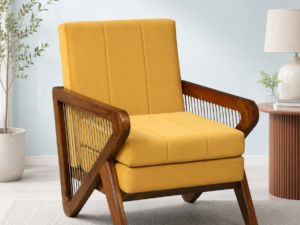 Briston Solid Wood 1 Seater Sofa for Living Room in Walnut Finish