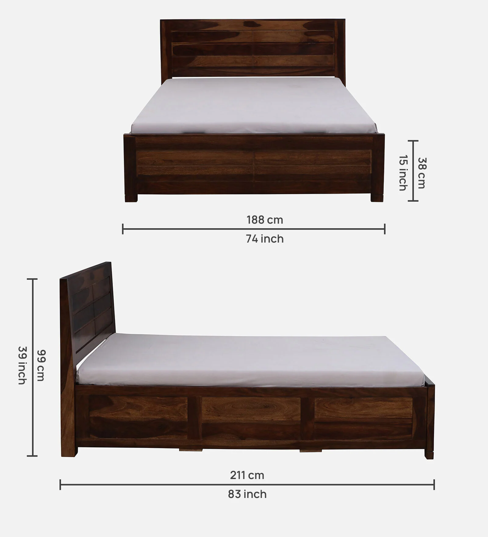 Brookhaven Premium Solid Sheesham Wood Platform Bed - Image 4
