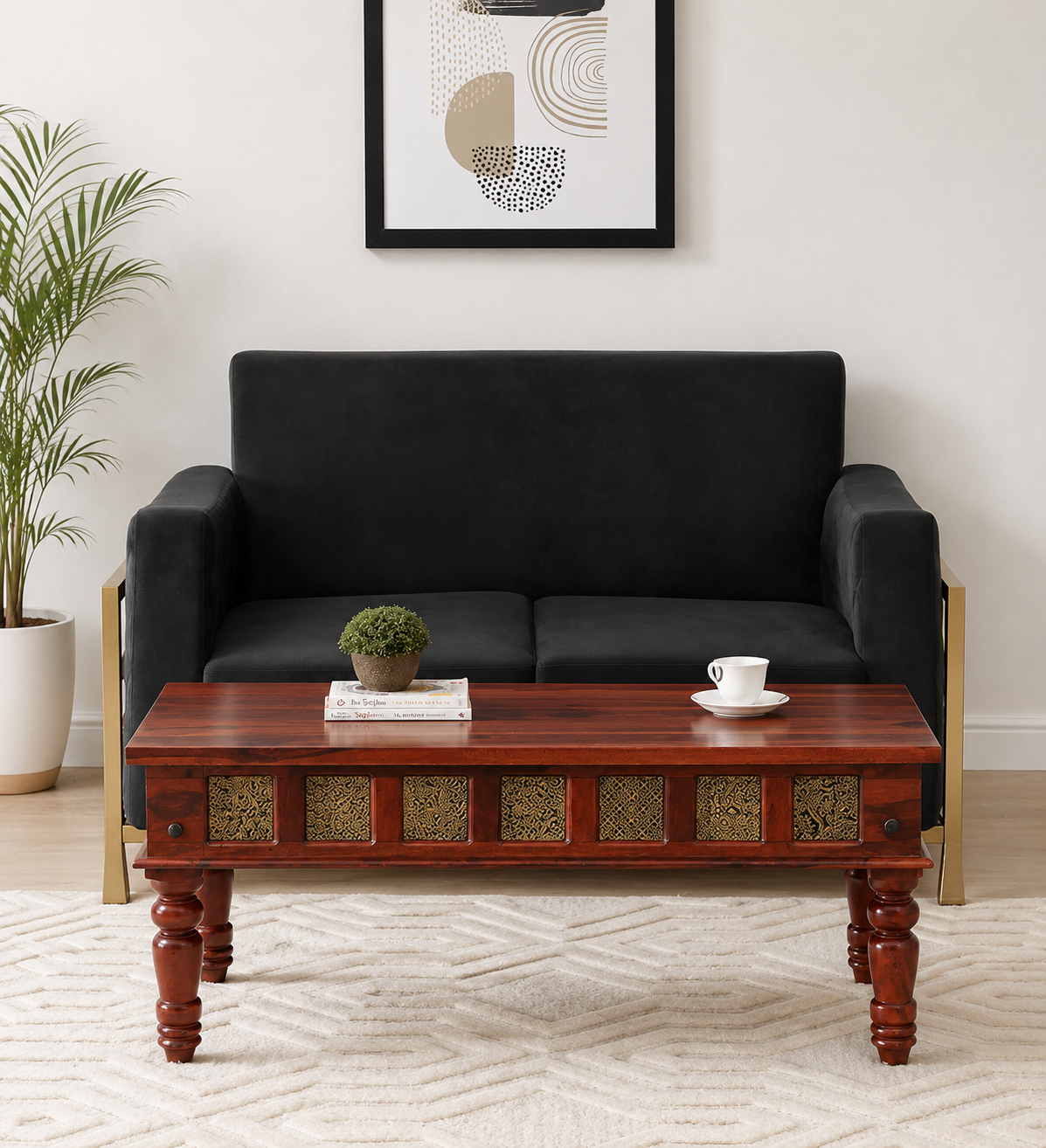 Brookshire Premium Handcrafted Wooden Coffee Table in Natural Finish