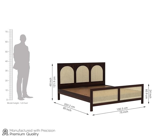 Calista Solid Wood Bed in Dark Walnut Finish - Image 3