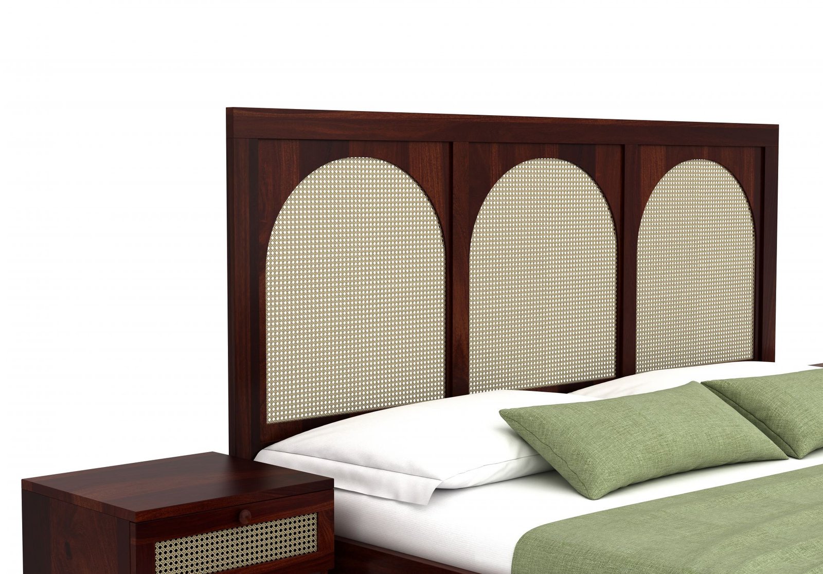 Calista Solid Wood Bed in Dark Walnut Finish - Image 4