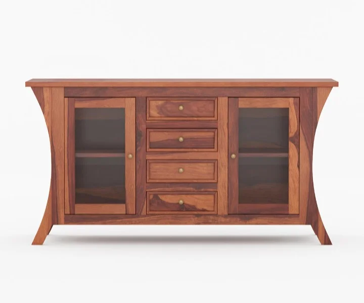 Cedarfield Solid Sheesham Wood Storage Cabinet in Natural Teak Finish - Image 2