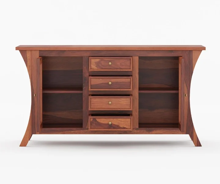 Cedarfield Solid Sheesham Wood Storage Cabinet in Natural Teak Finish - Image 4