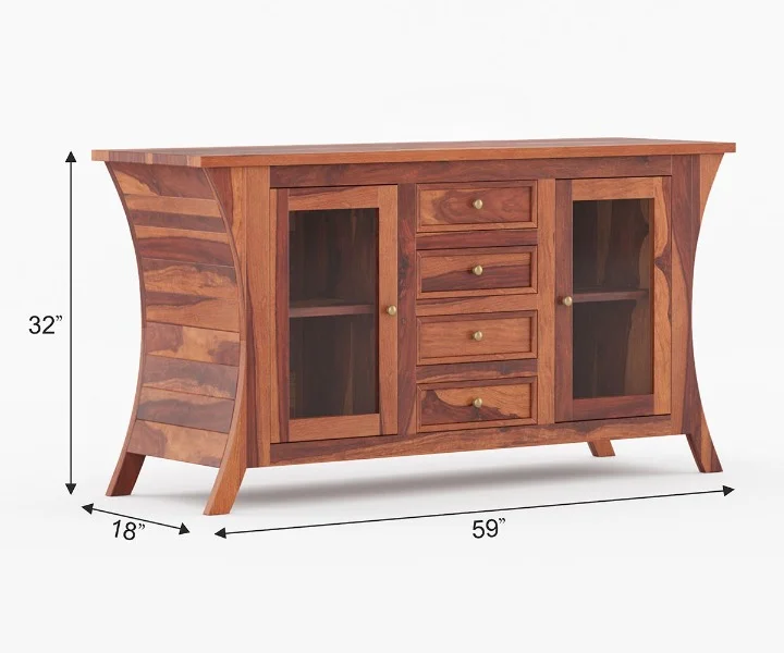 Cedarfield Solid Sheesham Wood Storage Cabinet in Natural Teak Finish - Image 6