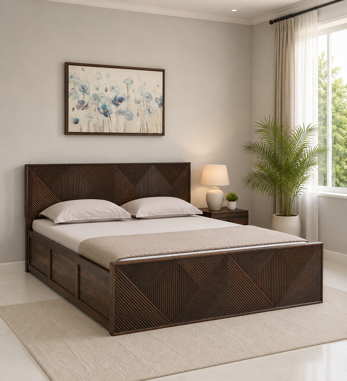 Cedarstone Modern Wooden Double Bed with Elegant Finish