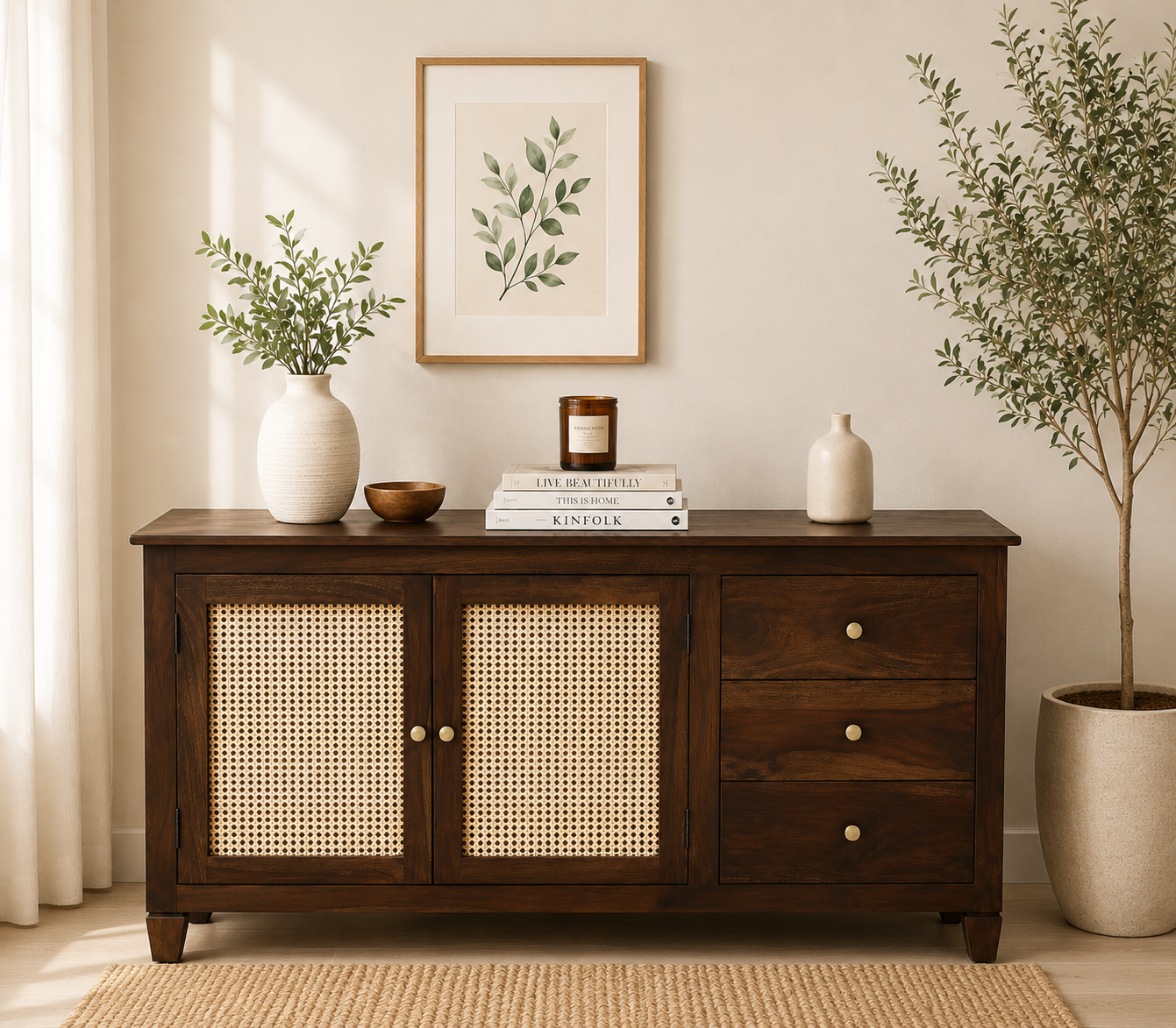 Celestia Solid Sheesham Wood Cabinet for Stylish Home Organization