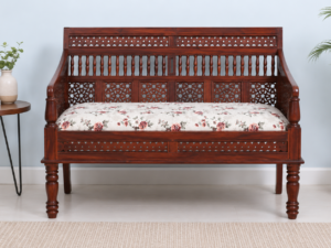 Celestia Solid Wood 2 Seater Sofa with Elegant Fabric Upholstery