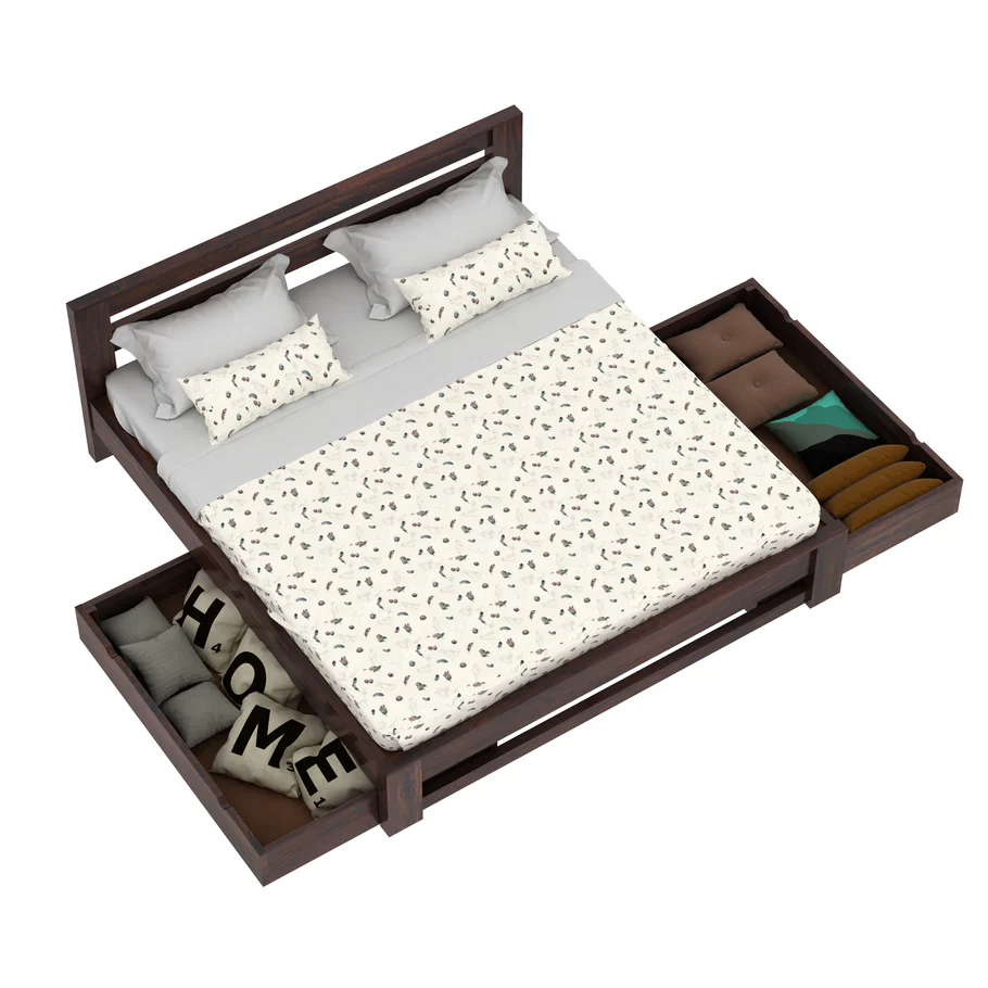 Celestia Solid Wood King Size Bed with Elegant Panel Headboard in Honey Oak Finish - Image 4