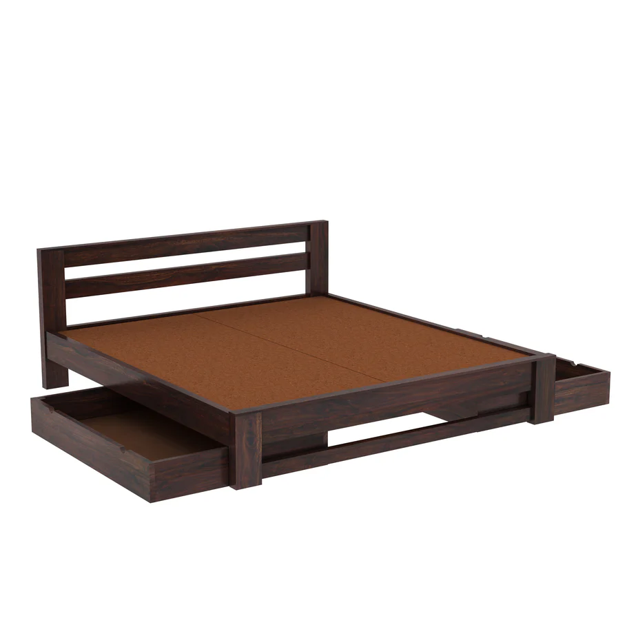 Celestia Solid Wood King Size Bed with Elegant Panel Headboard in Honey Oak Finish - Image 5