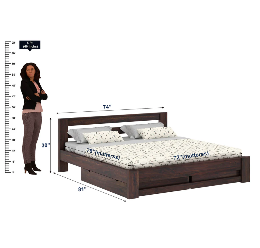 Celestia Solid Wood King Size Bed with Elegant Panel Headboard in Honey Oak Finish - Image 7