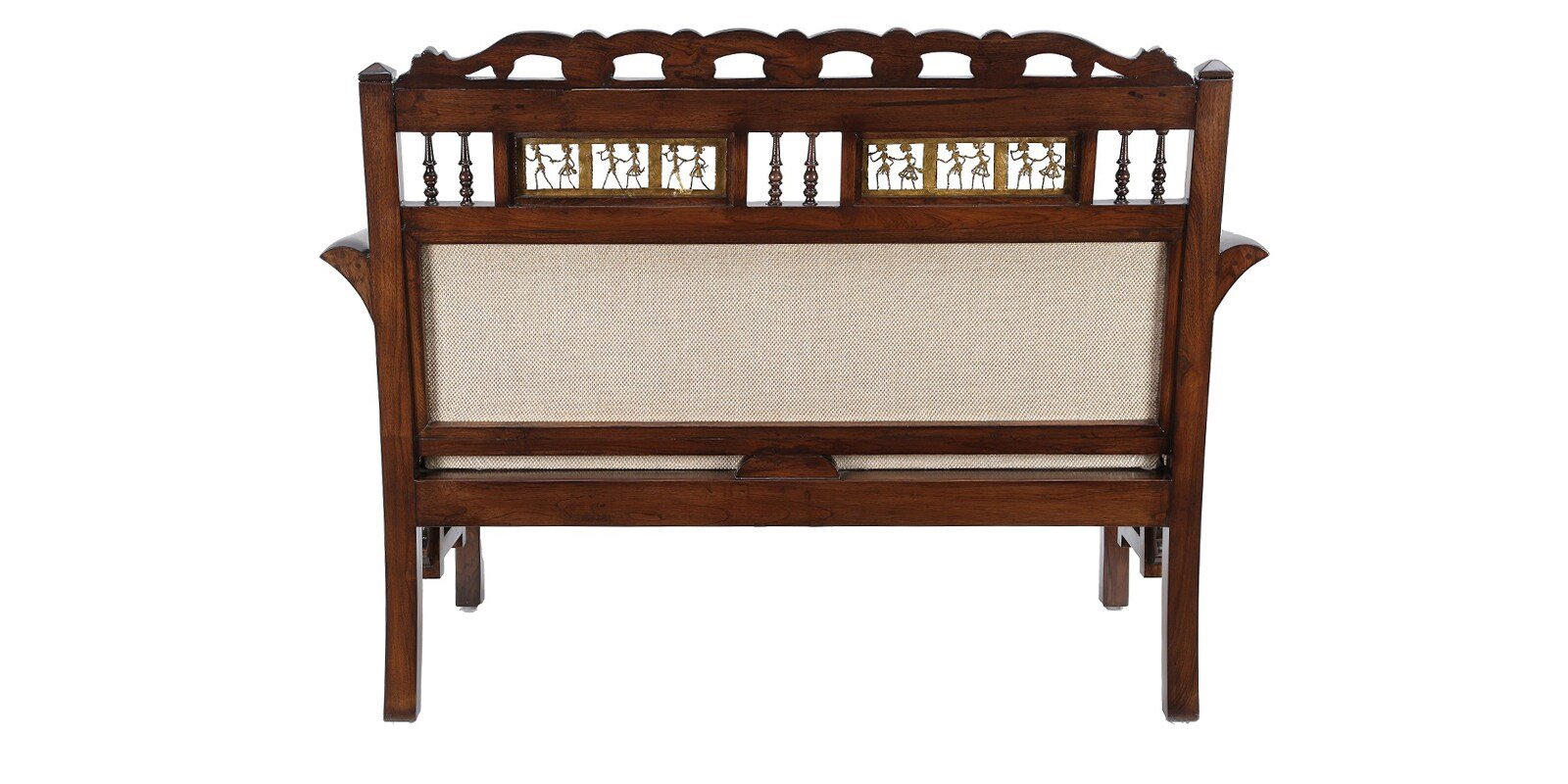 Classic Handcrafted Sheesham Wood 2 Seater Sofa with Premium Fabric Finish - Image 2