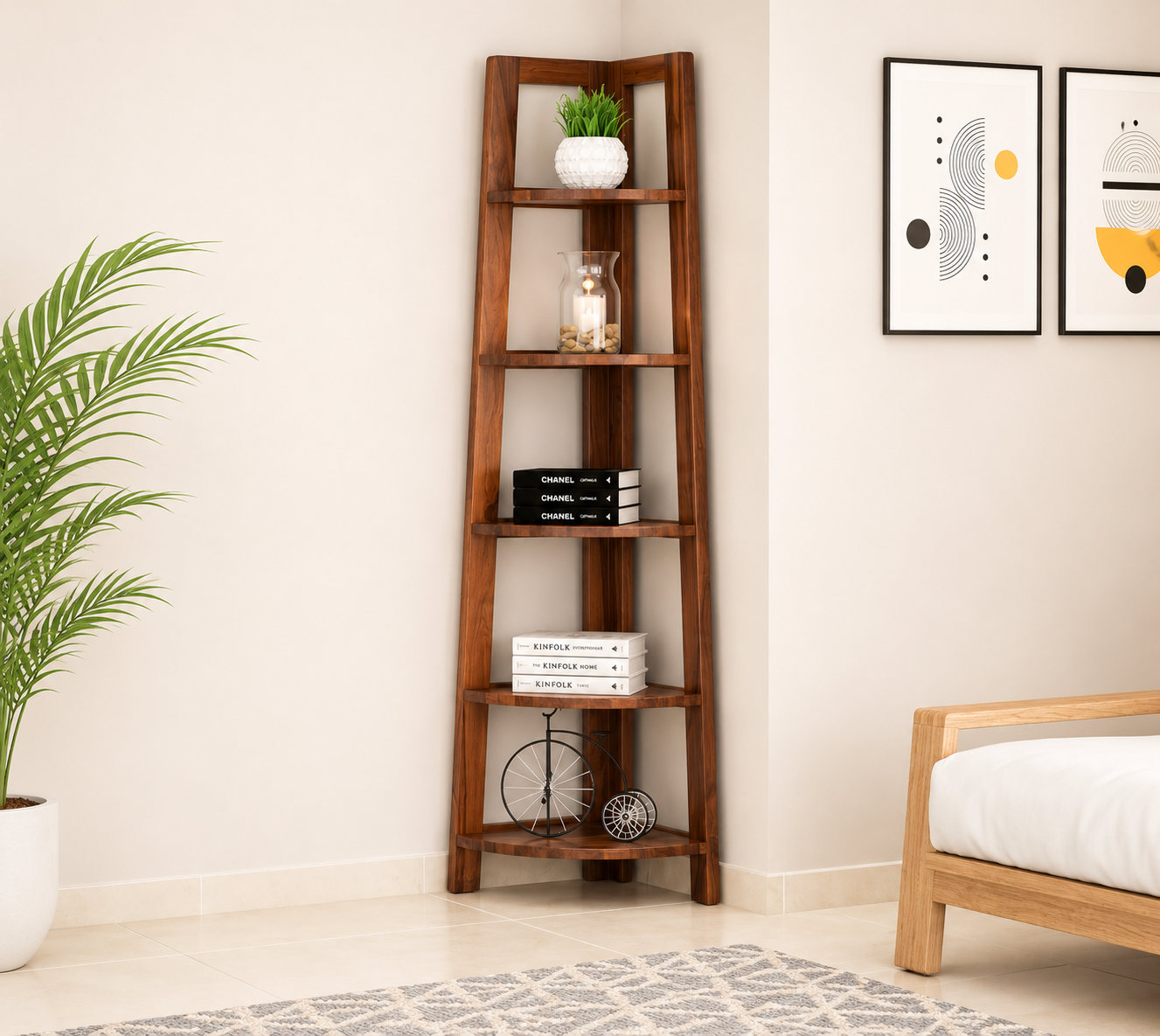 Classic Heritage Solid Sheesham Wood Bookshelf with Wide Storage Space