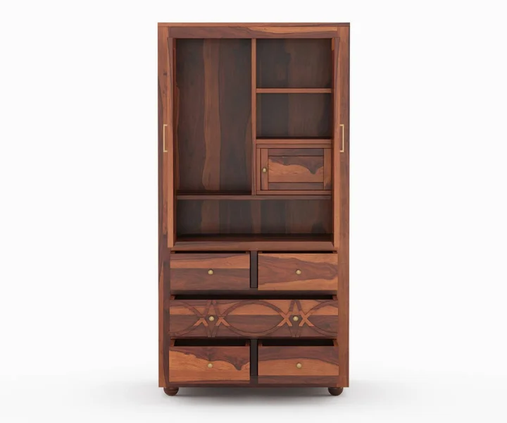 Classic Sheesham Wood Double Door Wardrobe - Image 4