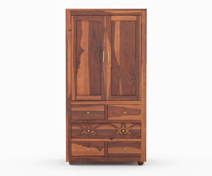 Classic Sheesham Wood Double Door Wardrobe - Image 5