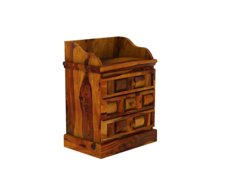 Classic Solid Sheesham Bedside Table for Bedroom - Image 3