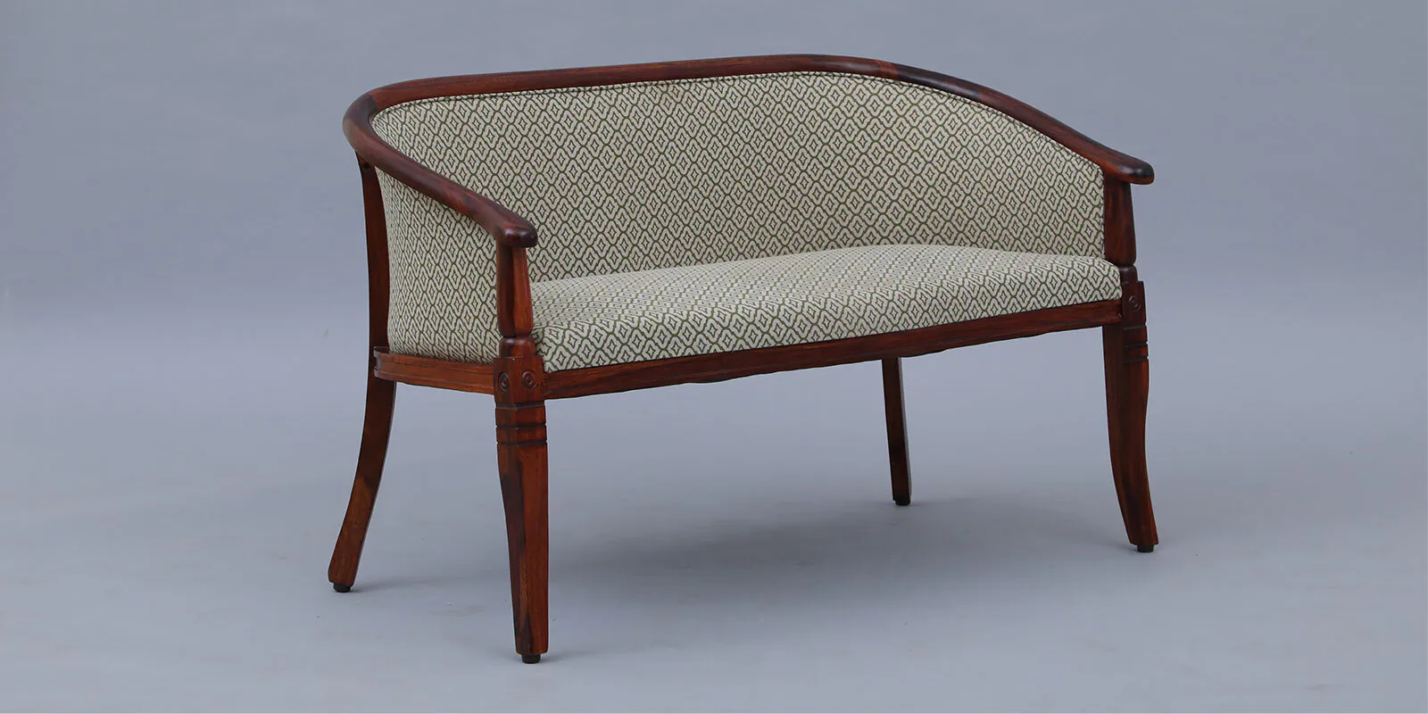 Contemporary Sheesham Wood 2 Seater Sofa in Natural Teak Finish with Plush Cushions - Image 2