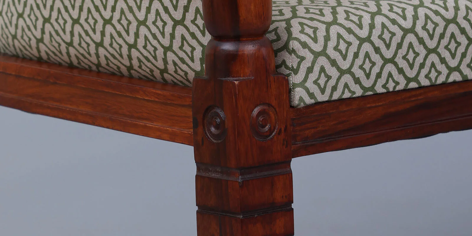 Contemporary Sheesham Wood 2 Seater Sofa in Natural Teak Finish with Plush Cushions - Image 5