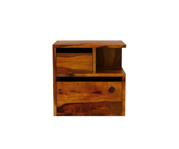 Contemporary Solid Sheesham Wood Bedside Table - Image 3