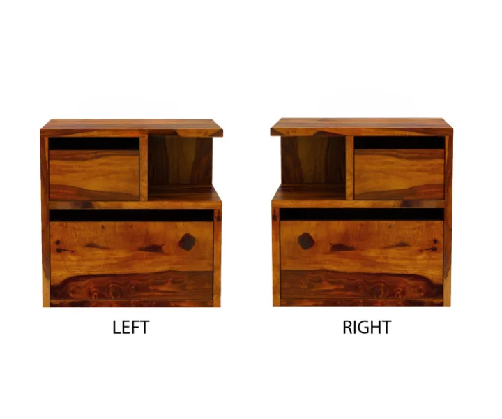 Contemporary Solid Sheesham Wood Bedside Table - Image 5