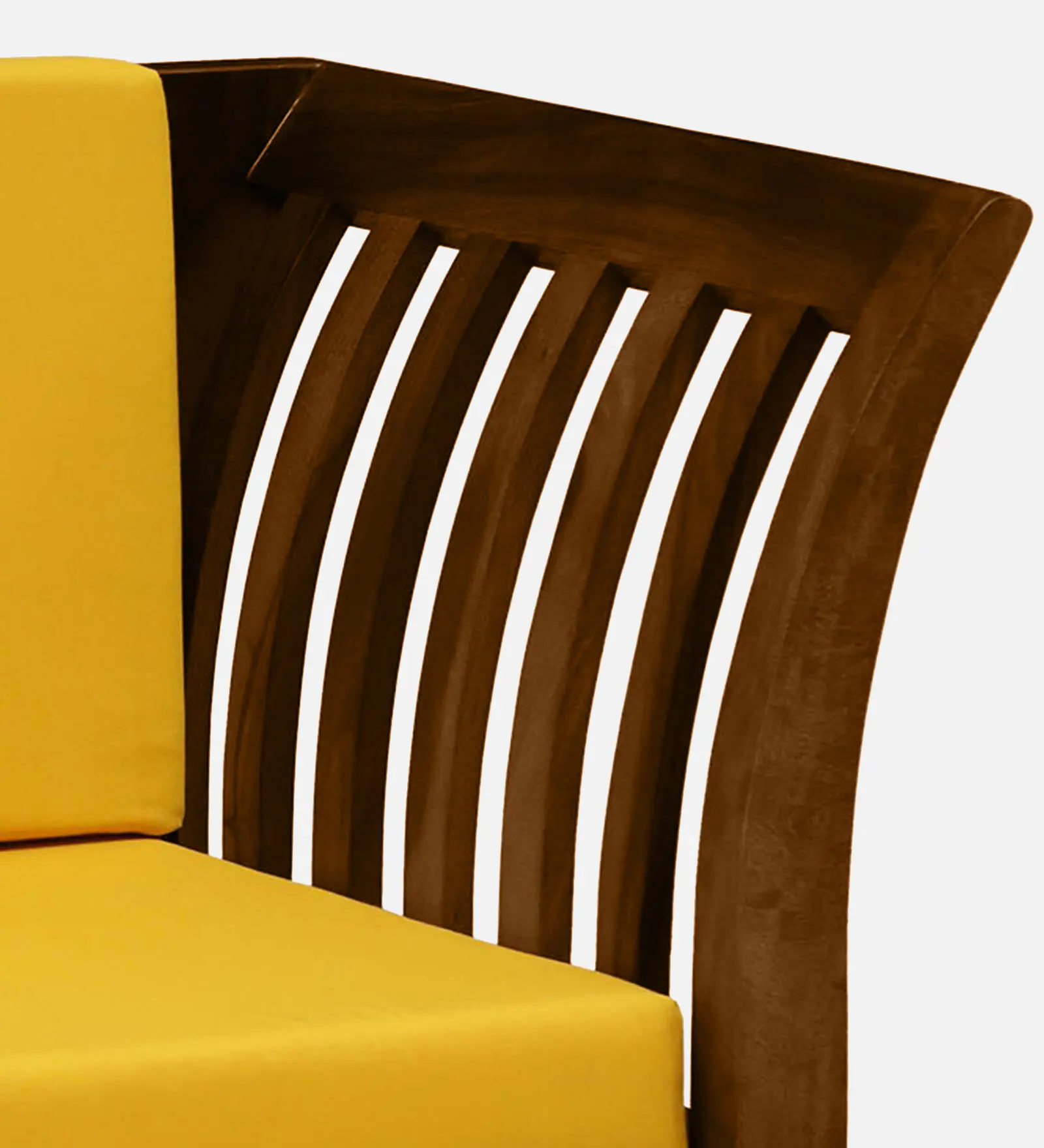 Contemporary Solid Wood 1 Seater Sofa in Natural Teak Finish with Plush Cushion - Image 6