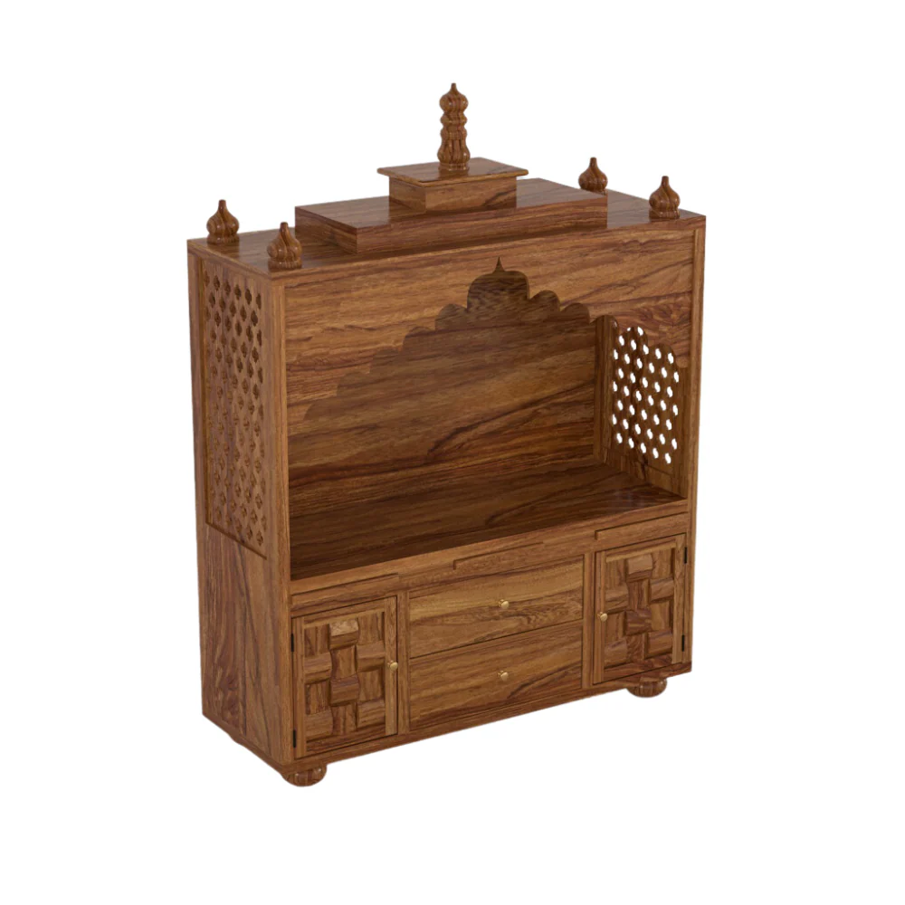 Divine Comfort Premium Wooden Temple with Spacious Storage and Shelves - Image 2