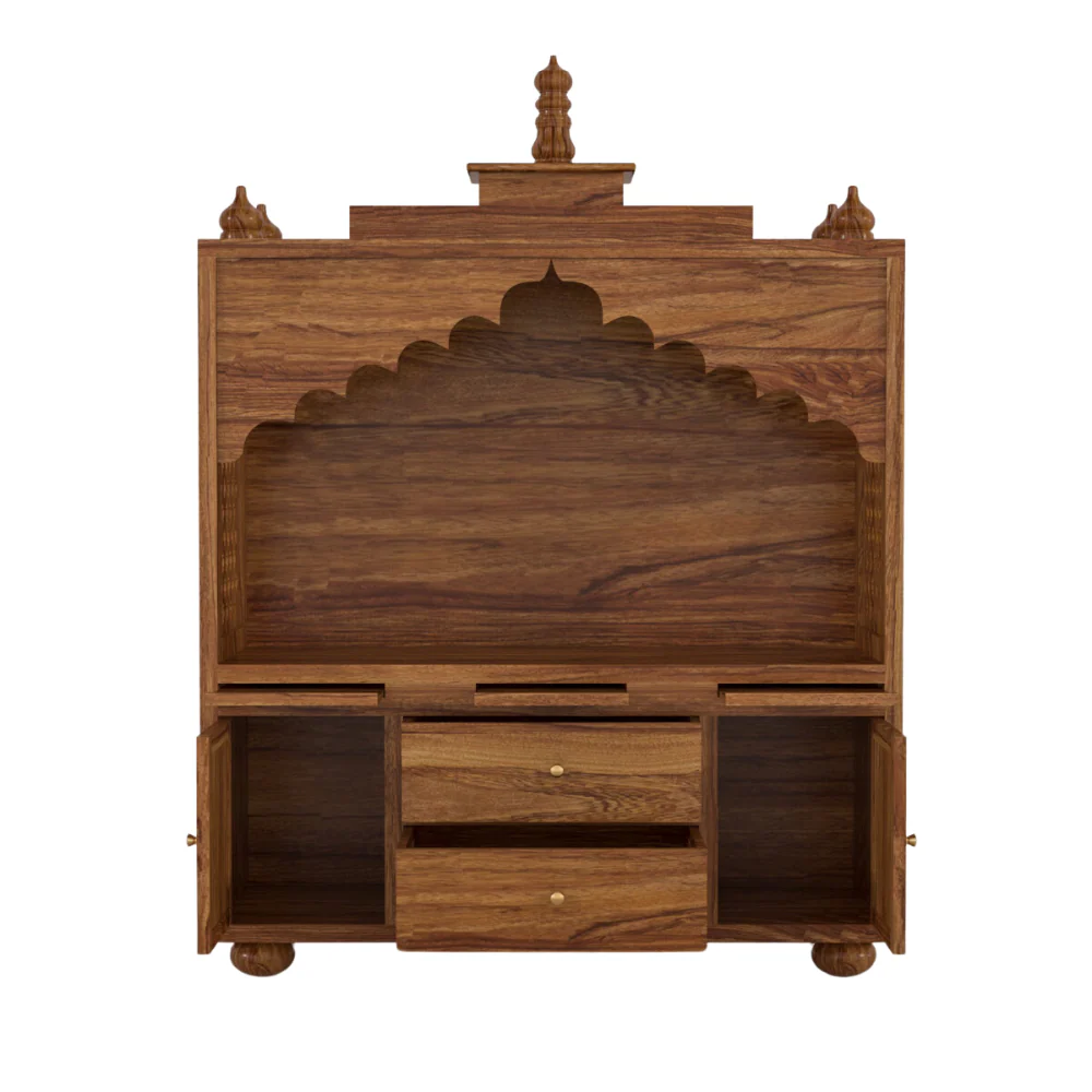 Divine Comfort Premium Wooden Temple with Spacious Storage and Shelves - Image 3