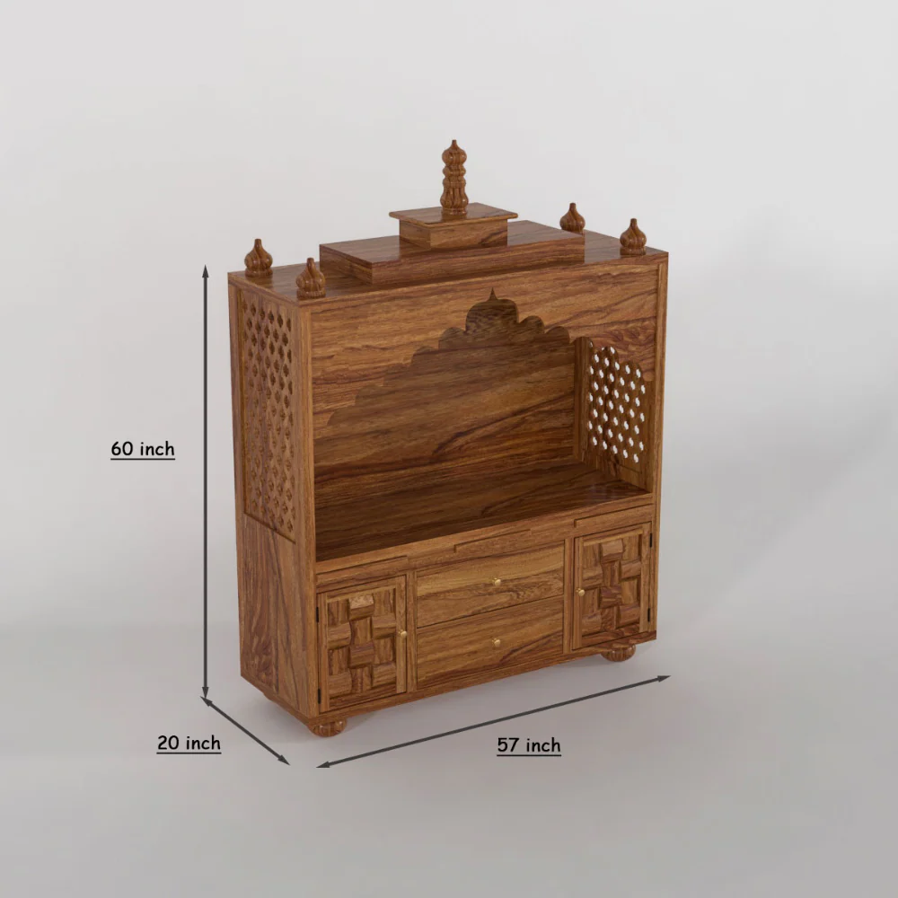Divine Comfort Premium Wooden Temple with Spacious Storage and Shelves - Image 5