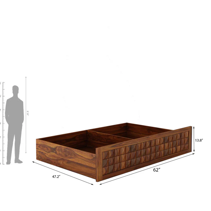 Dravik Premium Solid Wood Bed for Modern Bedrooms in Provincial Teak Finish - Image 2