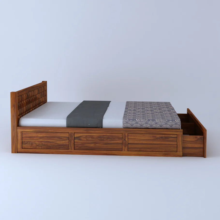 Dravik Premium Solid Wood Bed for Modern Bedrooms in Provincial Teak Finish - Image 5
