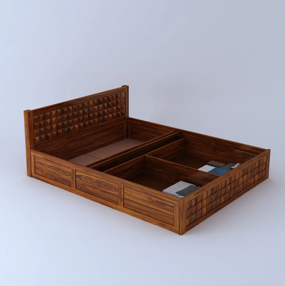 Dravik Premium Solid Wood Bed for Modern Bedrooms in Provincial Teak Finish - Image 6